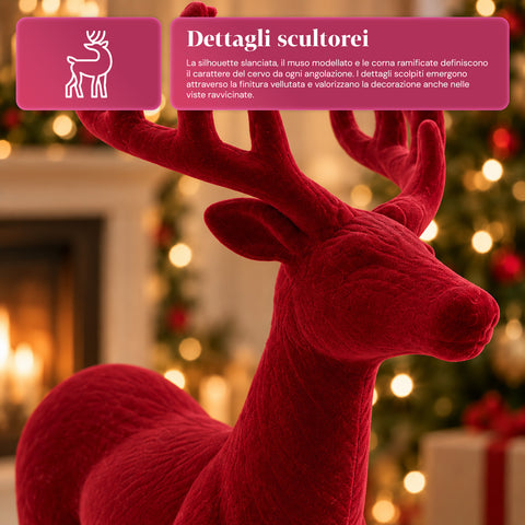 Dekorativer Hirsch 33 x 44h cm in Samtoptik, Rentierfigur im modernen Design für Zuhause, Büro und Schaufenster, Weihnachtsdekoration, 6 Farbvarianten