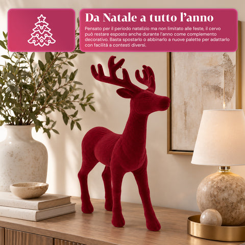 Dekorativer Hirsch 33 x 44h cm in Samtoptik, Rentierfigur im modernen Design für Zuhause, Büro und Schaufenster, Weihnachtsdekoration, 6 Farbvarianten