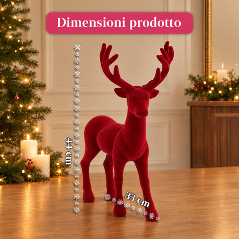 Dekorativer Hirsch 33 x 44h cm in Samtoptik, Rentierfigur im modernen Design für Zuhause, Büro und Schaufenster, Weihnachtsdekoration, 6 Farbvarianten