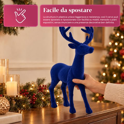 Dekorativer Hirsch 33 x 44h cm in Samtoptik, Rentierfigur im modernen Design für Zuhause, Büro und Schaufenster, Weihnachtsdekoration, 6 Farbvarianten
