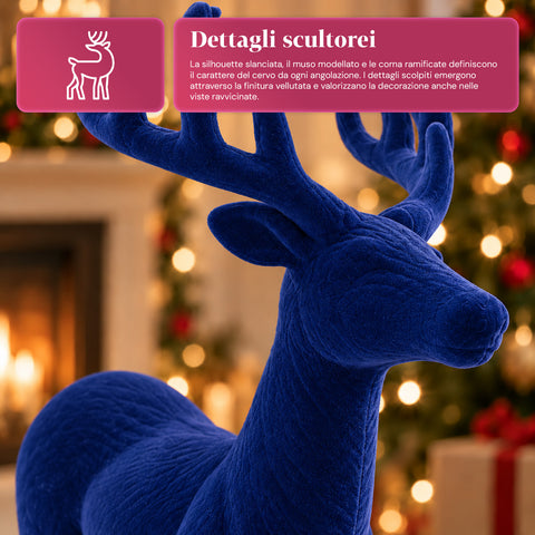 Dekorativer Hirsch 33 x 44h cm in Samtoptik, Rentierfigur im modernen Design für Zuhause, Büro und Schaufenster, Weihnachtsdekoration, 6 Farbvarianten