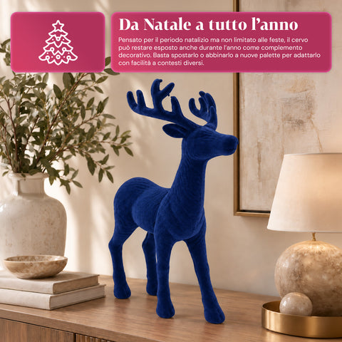 Dekorativer Hirsch 33 x 44h cm in Samtoptik, Rentierfigur im modernen Design für Zuhause, Büro und Schaufenster, Weihnachtsdekoration, 6 Farbvarianten