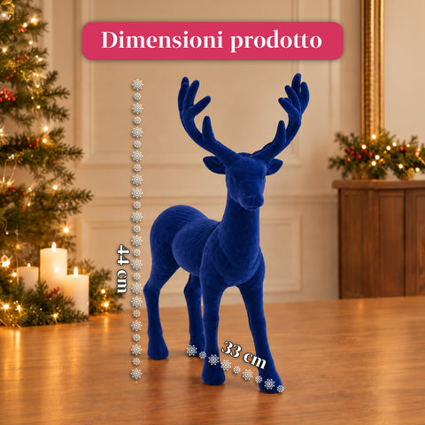 Dekorativer Hirsch 33 x 44h cm in Samtoptik, Rentierfigur im modernen Design für Zuhause, Büro und Schaufenster, Weihnachtsdekoration, 6 Farbvarianten