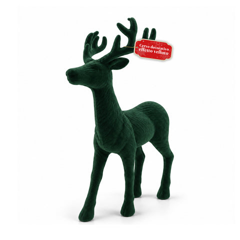 Dekorativer Hirsch 33 x 44h cm in Samtoptik, Rentierfigur im modernen Design für Zuhause, Büro und Schaufenster, Weihnachtsdekoration, 6 Farbvarianten