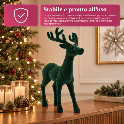 Dekorativer Hirsch 33 x 44h cm in Samtoptik, Rentierfigur im modernen Design für Zuhause, Büro und Schaufenster, Weihnachtsdekoration, 6 Farbvarianten