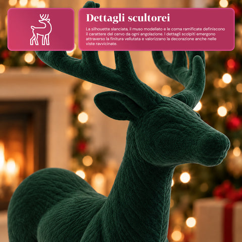 Dekorativer Hirsch 33 x 44h cm in Samtoptik, Rentierfigur im modernen Design für Zuhause, Büro und Schaufenster, Weihnachtsdekoration, 6 Farbvarianten