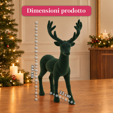 Dekorativer Hirsch 33 x 44h cm in Samtoptik, Rentierfigur im modernen Design für Zuhause, Büro und Schaufenster, Weihnachtsdekoration, 6 Farbvarianten