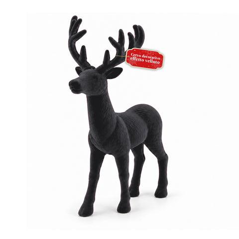 Dekorativer Hirsch 33 x 44h cm in Samtoptik, Rentierfigur im modernen Design für Zuhause, Büro und Schaufenster, Weihnachtsdekoration, 6 Farbvarianten
