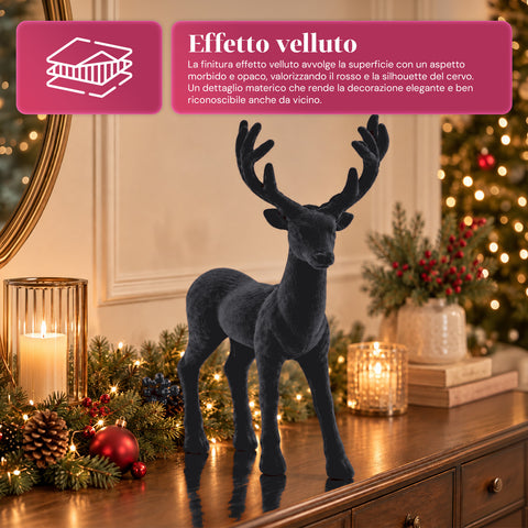 Dekorativer Hirsch 33 x 44h cm in Samtoptik, Rentierfigur im modernen Design für Zuhause, Büro und Schaufenster, Weihnachtsdekoration, 6 Farbvarianten