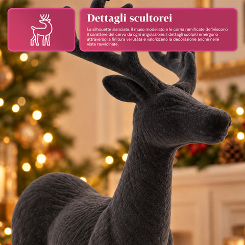 Dekorativer Hirsch 33 x 44h cm in Samtoptik, Rentierfigur im modernen Design für Zuhause, Büro und Schaufenster, Weihnachtsdekoration, 6 Farbvarianten