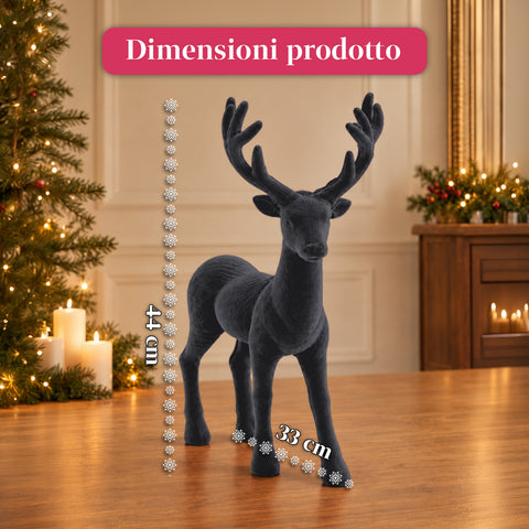Dekorativer Hirsch 33 x 44h cm in Samtoptik, Rentierfigur im modernen Design für Zuhause, Büro und Schaufenster, Weihnachtsdekoration, 6 Farbvarianten