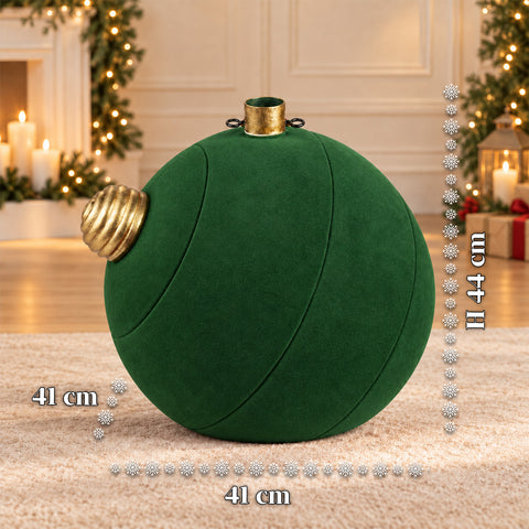 Weihnachtsbaumständer in Form einer großen Kugel mit Samteffekt, 41x41x44 cm, für Bäume bis 180 cm – Baumständer-Abdeckung mit Ø-4-cm-Halterung, Bordeauxrot und Grün