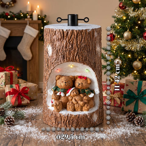 Basis für Weihnachtsbaumstamm mit animierten LEDs und 3D-Figuren für Bäume bis 180 cm – Eisen- und Magnesium-Baumständer mit Ø-4-cm-Halterung