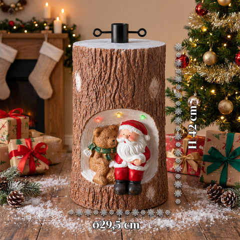 Basis für Weihnachtsbaumstamm mit animierten LEDs und 3D-Figuren für Bäume bis 180 cm – Eisen- und Magnesium-Baumständer mit Ø-4-cm-Halterung