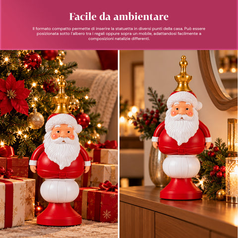 Weihnachtsfigur 35 cm aus Kunstharz, Weihnachtsdekoration mit Weihnachtsmann, Nussknacker-Soldat und Teddybär, Rot oder Weiß, für innen und außen