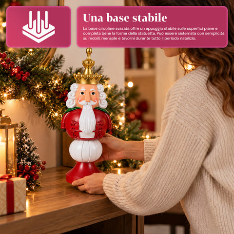 Weihnachtsfigur 35 cm aus Kunstharz, Weihnachtsdekoration mit Weihnachtsmann, Nussknacker-Soldat und Teddybär, Rot oder Weiß, für innen und außen