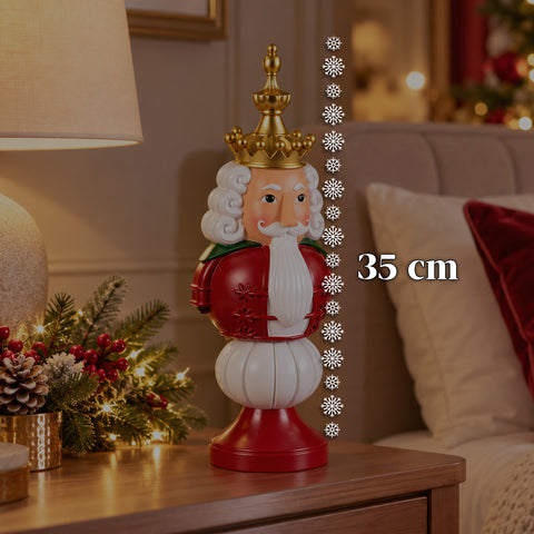 Weihnachtsfigur 35 cm aus Kunstharz, Weihnachtsdekoration mit Weihnachtsmann, Nussknacker-Soldat und Teddybär, Rot oder Weiß, für innen und außen