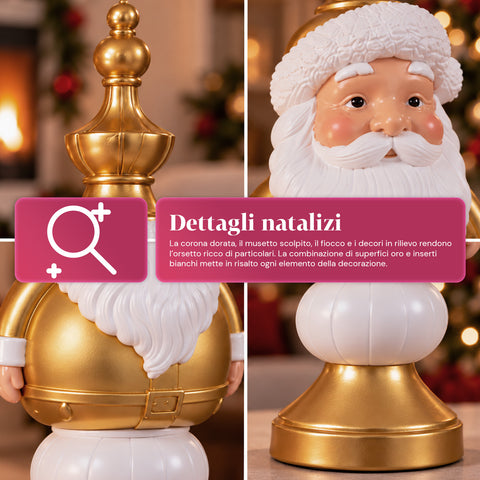 Weihnachtsfigur 35 cm aus Kunstharz, Weihnachtsdekoration mit Weihnachtsmann, Nussknacker-Soldat und Teddybär, Rot oder Weiß, für innen und außen