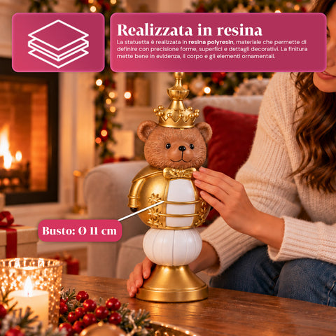 Weihnachtsfigur 35 cm aus Kunstharz, Weihnachtsdekoration mit Weihnachtsmann, Nussknacker-Soldat und Teddybär, Rot oder Weiß, für innen und außen