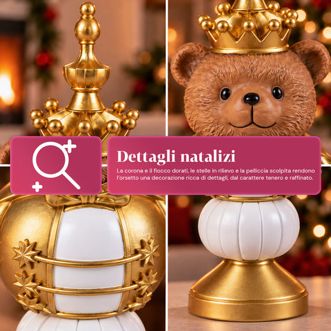 Weihnachtsfigur 35 cm aus Kunstharz, Weihnachtsdekoration mit Weihnachtsmann, Nussknacker-Soldat und Teddybär, Rot oder Weiß, für innen und außen