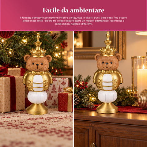 Weihnachtsfigur 35 cm aus Kunstharz, Weihnachtsdekoration mit Weihnachtsmann, Nussknacker-Soldat und Teddybär, Rot oder Weiß, für innen und außen