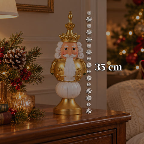 Weihnachtsfigur 35 cm aus Kunstharz, Weihnachtsdekoration mit Weihnachtsmann, Nussknacker-Soldat und Teddybär, Rot oder Weiß, für innen und außen