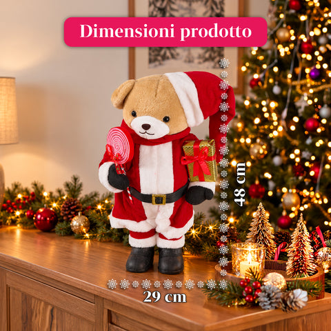 Weihnachtlicher Plüschbär mit rotem und weißem Outfit, drei Größen zur Dekoration von Innenräumen