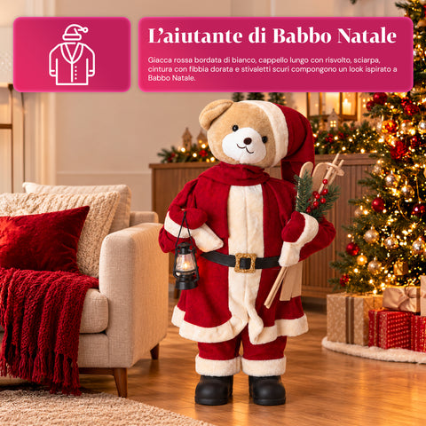 Weihnachtlicher Plüschbär mit rotem und weißem Outfit, drei Größen zur Dekoration von Innenräumen
