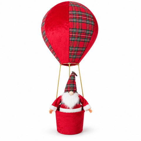 Weihnachts-Heißluftballon mit Weihnachtsmann oder Wichtel, LED 92 cm
