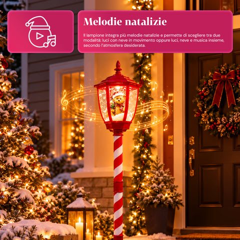 Weihnachtslaterne mit Schneegestöber, Musik und LED-Leuchten – 4 Varianten