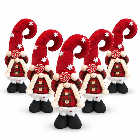 Ausziehbarer Weihnachtswichtel 60-80 cm, Dekofigur aus Tartanstoff