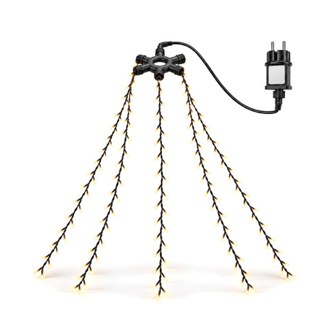 Lichterkette für Weihnachtsbaum als Wasserfall, 175 LED Warmweiß, 5 Stränge