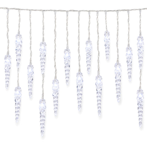 Weihnachtliche Eiszapfen-Lichterkette als Vorhang, 176 LED Kaltweiß, 225x140 cm