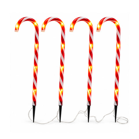 Solar-Leuchtzuckerstangen 70 cm, 4er-Set mit 40 LED