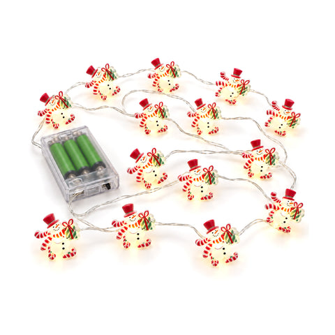Batteriebetriebene Lichterkette mit Weihnachtsfiguren, 20 Mini-LEDs