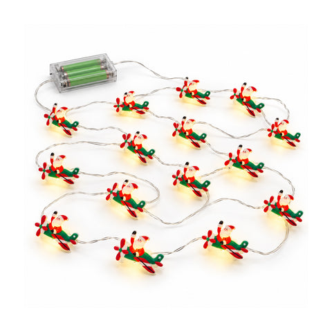 Batteriebetriebene Lichterkette mit Weihnachtsfiguren, 20 Mini-LEDs