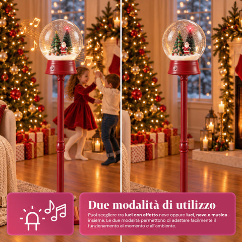 Weihnachtslaterne mit wirbelndem Schnee, Musik und LED-Leuchten – 3 Varianten: weiße oder rote Kugel 150 cm und Briefkasten 160 cm