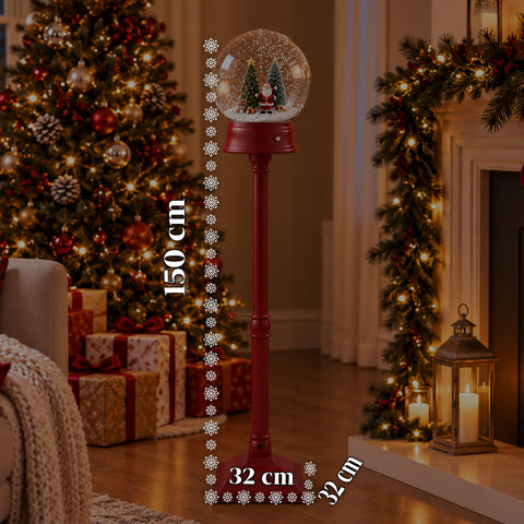 Weihnachtslaterne mit wirbelndem Schnee, Musik und LED-Leuchten – 3 Varianten: weiße oder rote Kugel 150 cm und Briefkasten 160 cm