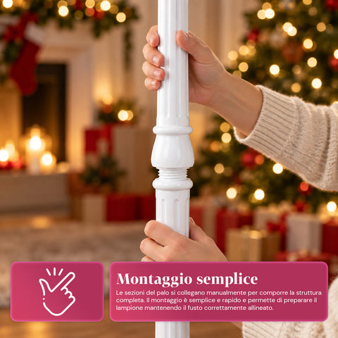Weihnachtslaterne mit wirbelndem Schnee, Musik und LED-Leuchten – 3 Varianten: weiße oder rote Kugel 150 cm und Briefkasten 160 cm