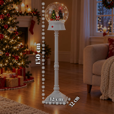 Weihnachtslaterne mit wirbelndem Schnee, Musik und LED-Leuchten – 3 Varianten: weiße oder rote Kugel 150 cm und Briefkasten 160 cm