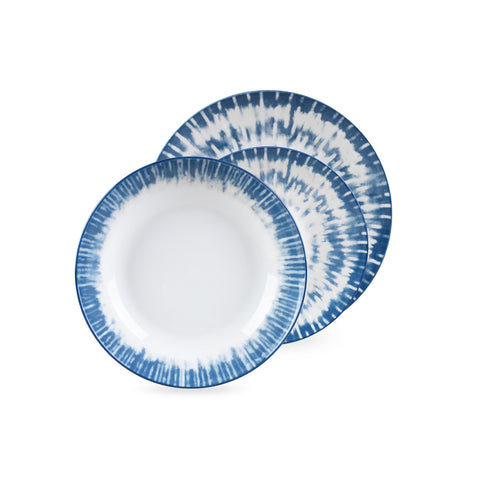 18-teiliges Porzellan-Geschirrset Iride in Hellblau und Weiß mit elegantem Design