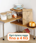 Eckregal aus Bambus mit 3 Ablagen und Haken zur Aufbewahrung