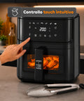 Heißluftfritteuse 8 l mit LED-Touchdisplay, 8 Programmen und inklusive Rezeptbuch