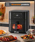 Heißluftfritteuse 8 l mit LED-Touchdisplay, 8 Programmen und inklusive Rezeptbuch