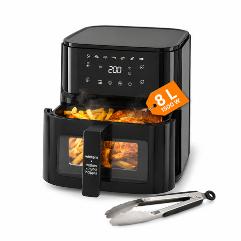 Heißluftfritteuse 8 l mit LED-Touchdisplay, 8 Programmen und inklusive Rezeptbuch