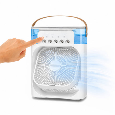 Tragbarer, wiederaufladbarer USB-Ventilator mit Vernebler, 600-ml-Tank und Lithiumbatterie