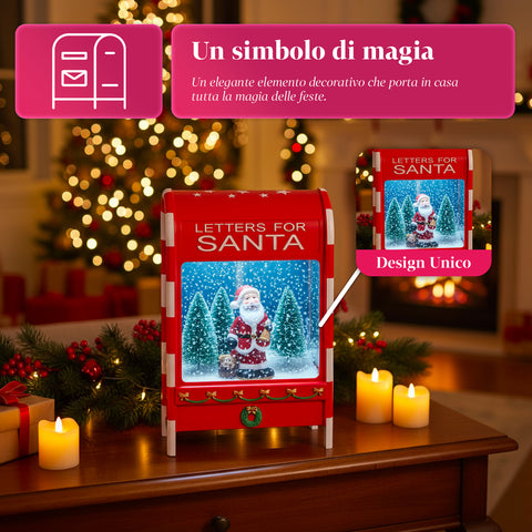 Weihnachtsbriefkasten mit Weihnachtsmann – LED, Musik und Schneeeffekt