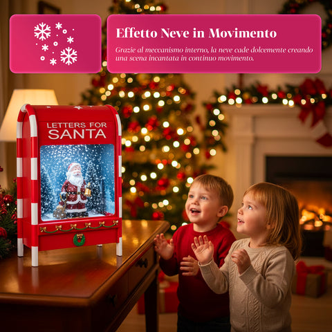 Weihnachtsbriefkasten mit Weihnachtsmann – LED, Musik und Schneeeffekt