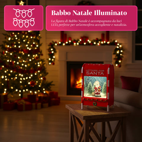 Weihnachtsbriefkasten mit Weihnachtsmann – LED, Musik und Schneeeffekt
