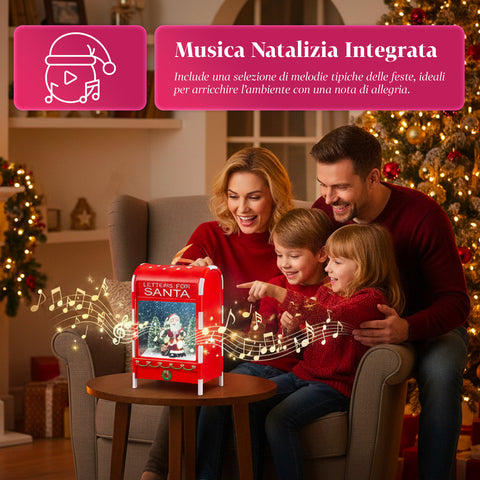 Weihnachtsbriefkasten mit Weihnachtsmann – LED, Musik und Schneeeffekt